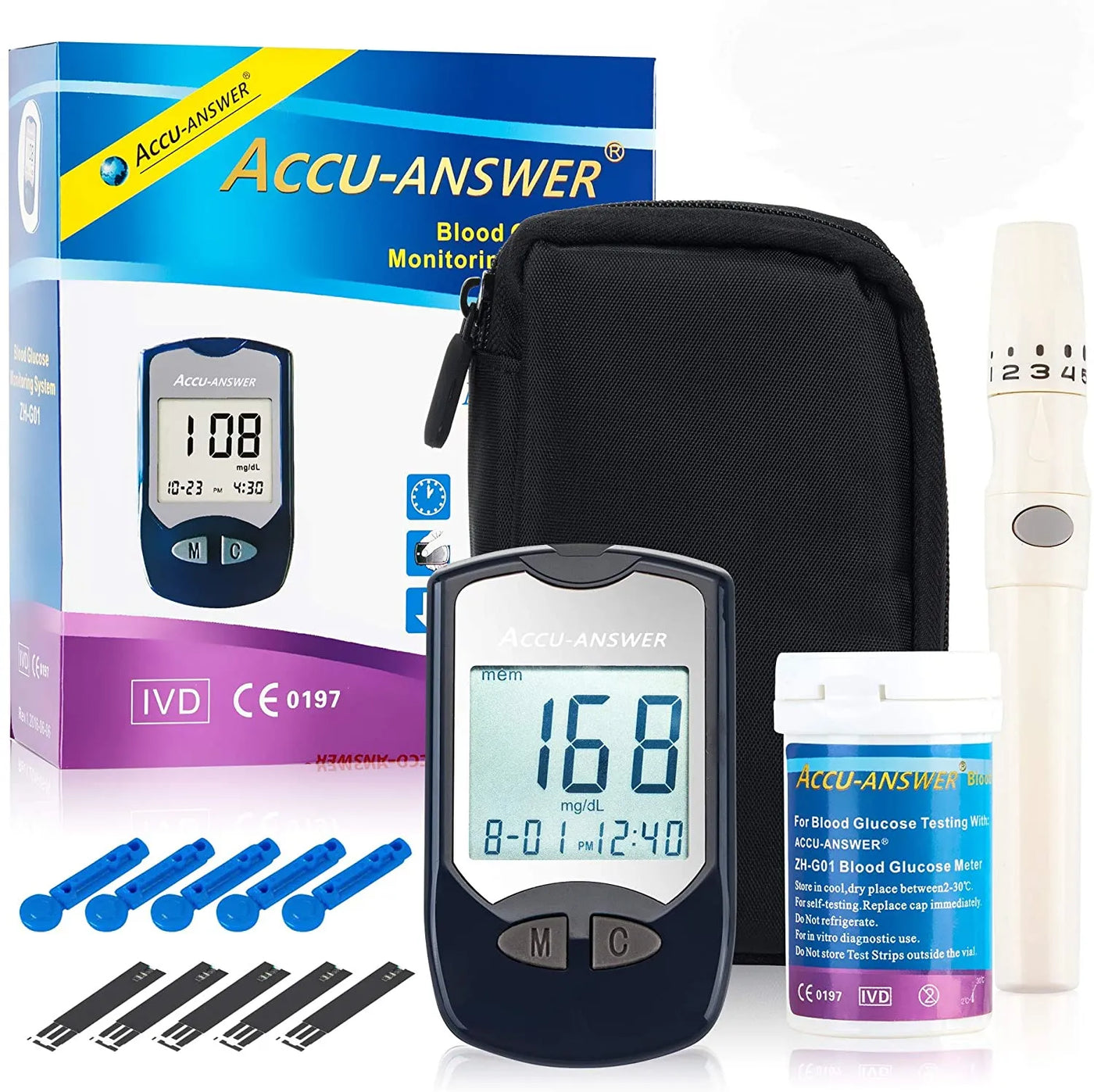 Accu-Answer Blood Glucose Monitor Set with 50 strips