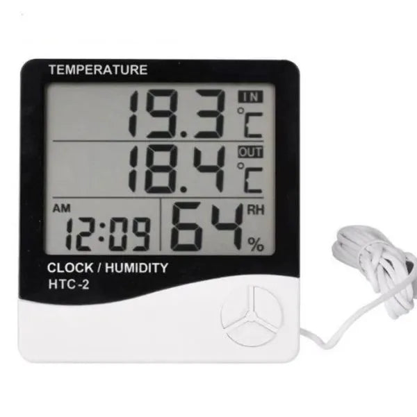 THERMOMETER HYGROMETER – TEMPERATURE HUMIDITY CLOCK – HTC-2